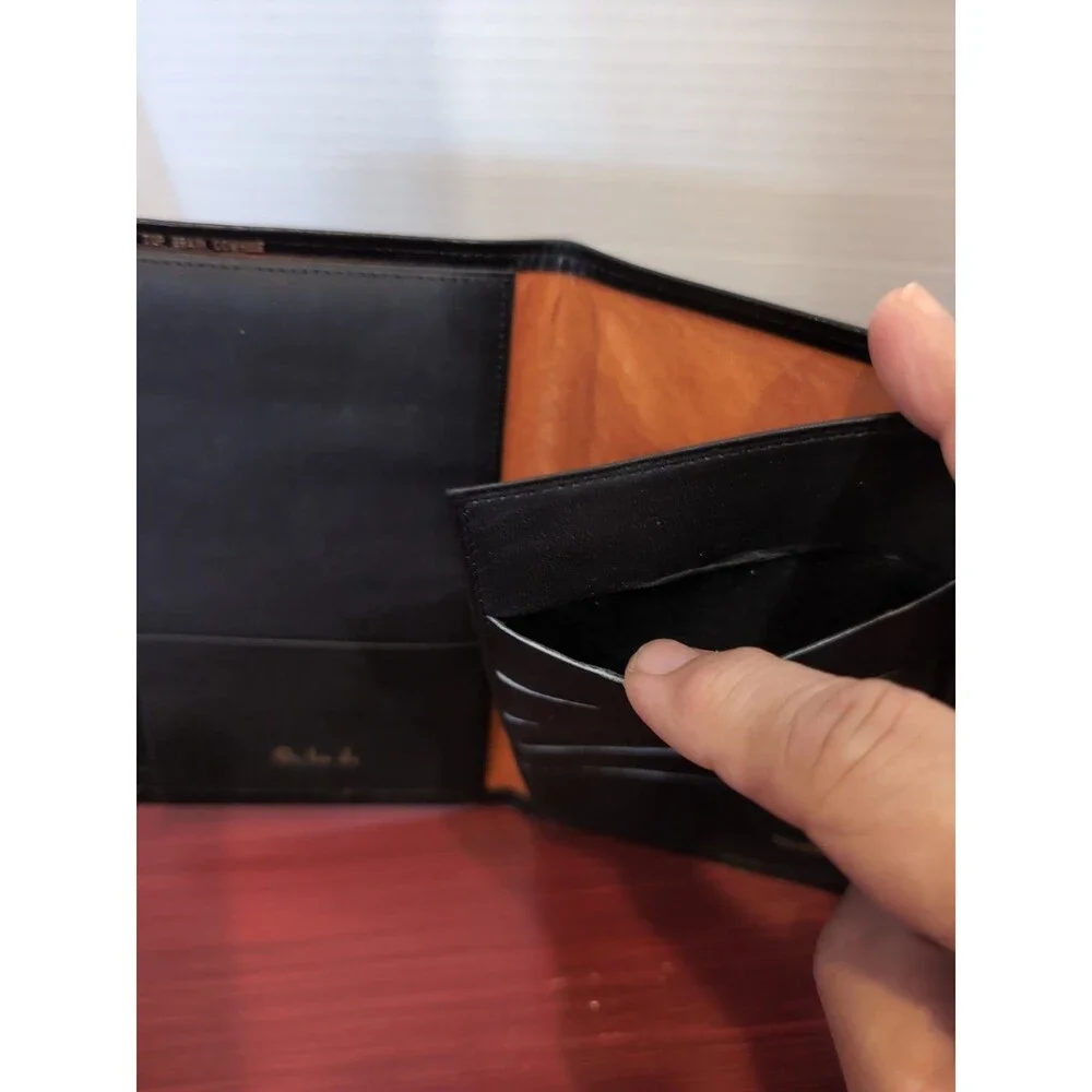 ROYALLE  BREAST POCKET TOP GRAIN COWHIDE LEATHER WALLET CREDIT CARD/CASH  BLACK